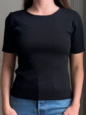 ENDLESS ROSE Black Short Sleeve Crewneck Knit Top